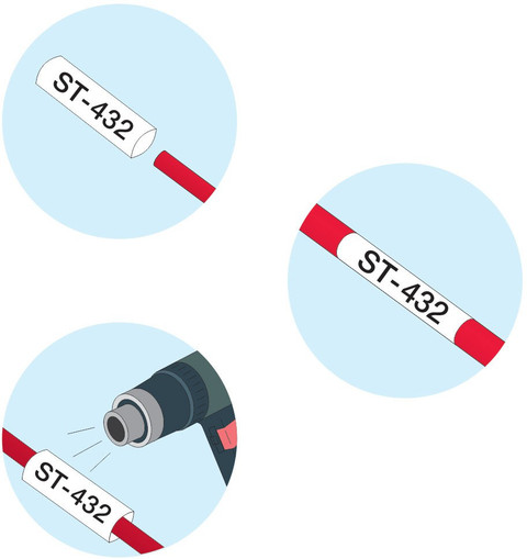 CASIO 9mm Heat Shrink Tube Label Printer Tape (Black and White