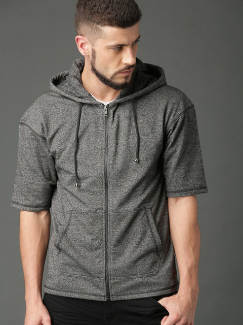 Roadster Half Sleeve Self Design Men Sweatshirt