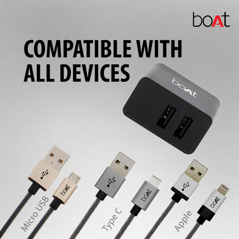 boAt W A Wall Charger for Mobile with Detachable Cable