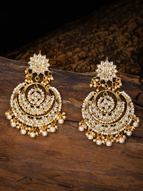 ZAVERI PEARLS Ethnic Metal Chandbali Earring