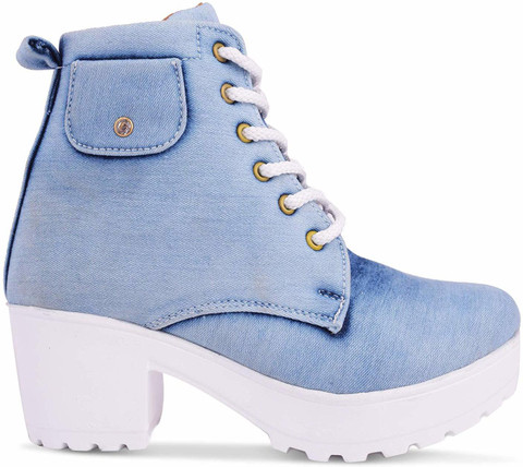 KRAFTER High Ankle Denim Boots For Womens And girls Boots For
