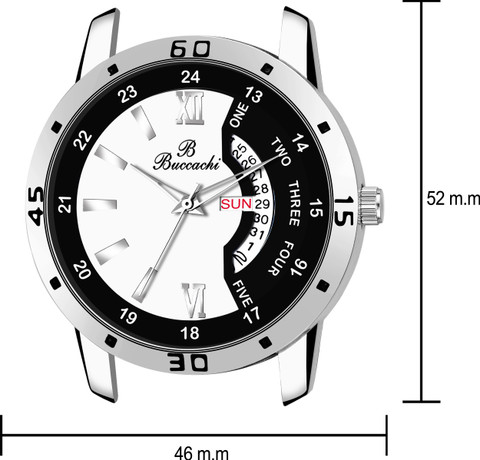 Buccachi White Black Dial Day Date Functioning Water Resistant