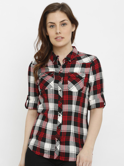 Kraus Jeans Women Checkered Casual Red Shirt Buy Kraus Jeans