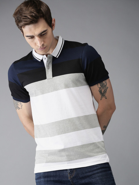 Moda Rapido Striped Men Polo Neck White T-Shirt Buy Moda Rapido