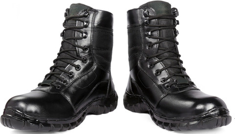Para Commando Men's Combat Black Genuine Leather Army Boot Shoe