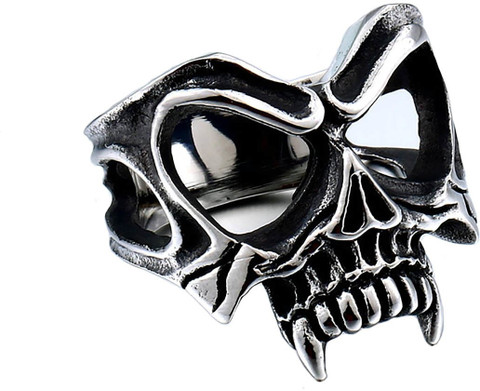 Deevam Mask Of Skull Ring For Biker Mens Stainless Steel