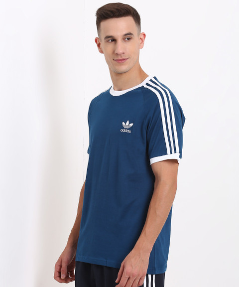ADIDAS ORIGINALS Striped Men Round Neck Blue T-Shirt Buy ADIDAS