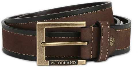 WOODLAND Men Brown, Black Genuine Leather Belt BROWN Price in - Main Image