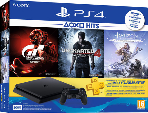 Sony PlayStation 4 (PS4) Slim 500 GB with Uncharted 4, Horizon