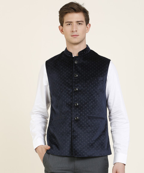 Raymond Sleeveless Self Design Men Nehru Jacket Buy Raymond