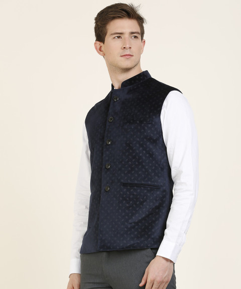 Raymond Sleeveless Self Design Men Nehru Jacket Buy Raymond