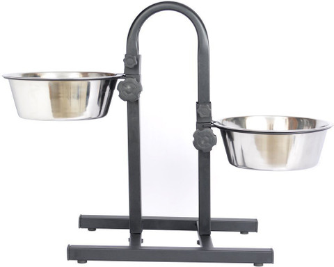 PETS EMPIRE Dog Adjustable Feeding Stand with Bowls U Stainless Steel Pet  Bowl