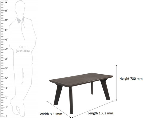 Supreme Bison Six Seater Dining Table ,Wenge Plastic Outdoor Table