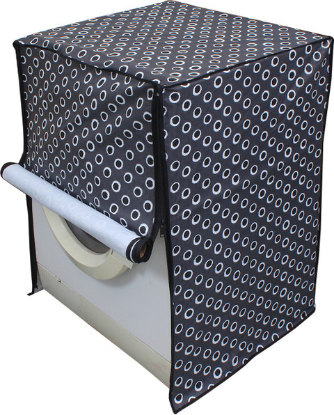 Lunarable Grey Plaid Washing Machine Cover - 47x18.5 Inch Anti-Slip Fabric Top With 6 Pockets For Washer/Dryer
