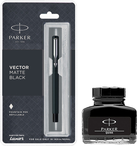 PARKER Vector Matte Black CT Fountain Pen with Black Quink Ink