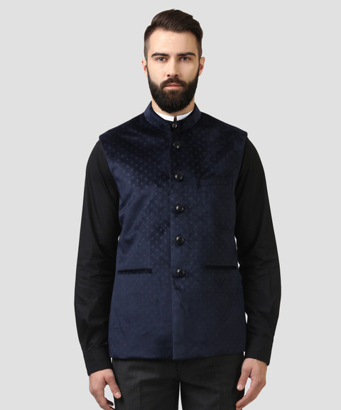 Raymond Sleeveless Self Design Men Nehru Jacket Buy Raymond - Main Image