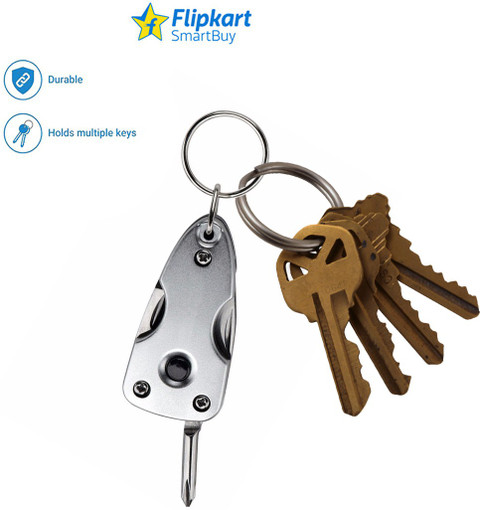 Flipkart SmartBuy Silver Military Keychain with Torch, Screwdriver, Knife  Bottle Opener Key Chain
