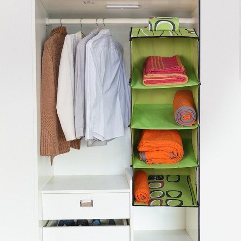 KUBER INDUSTRIES Rexine Hanging Shelf Wardrobe Organiser (Green