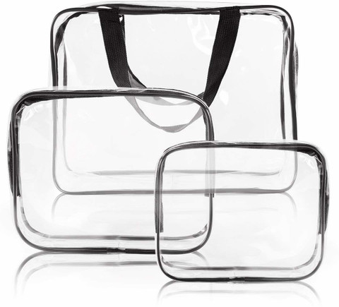 HOUSE OF QUIRK Pack Clear PVC Cosmetic Bags Travel Toiletry Bag Set  Waterproof Zipper Packing Cubes Organizer