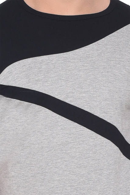 Trendfull Colorblock Men Round Neck Black, Grey T-Shirt Buy