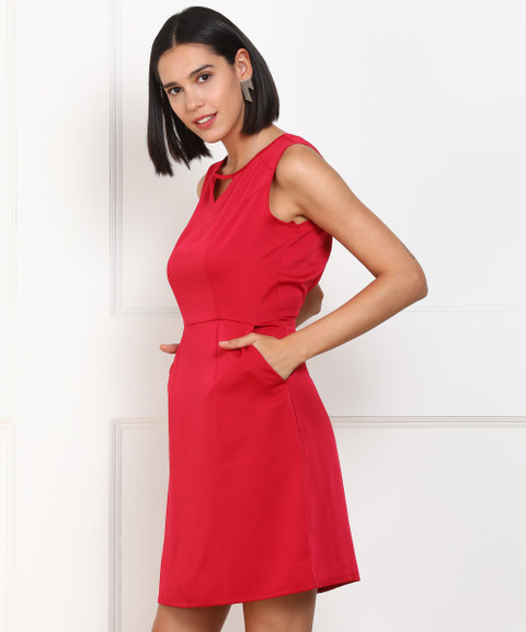Allen Solly Women A-line Maroon Above Knee/Mid Thigh Length Dress - Buy Allen  Solly Women A-line Maroon Above Knee/Mid Thigh Length Dress Online at Best  Prices in India | Flipkart.com