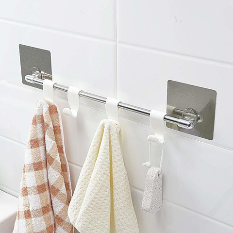 VDNSI Magic Sticker Series Self Adhesive Bathroom Towel Hanger Hook Rail,  12 inch Bar Towel Rod