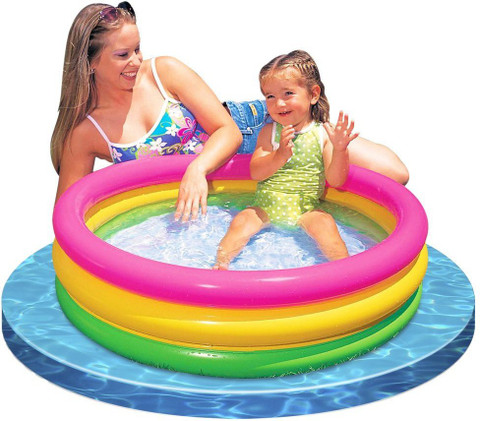 INTEX Hand Air Pump With 2ft Round Glow Baby Inflatable Pool, Pool Accessory