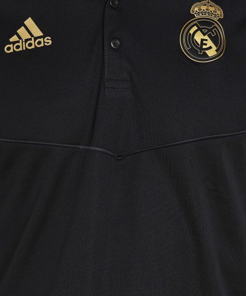 adidas Real Madrid シャツ 黒 ADIDAS Real Madrid Striped Men Polo Neck Black T-Shirt - Buy