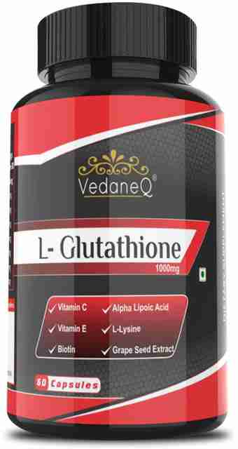 VedaneQ L Glutathione 1000mg Biotin Supplement 60 Capsules Price in India