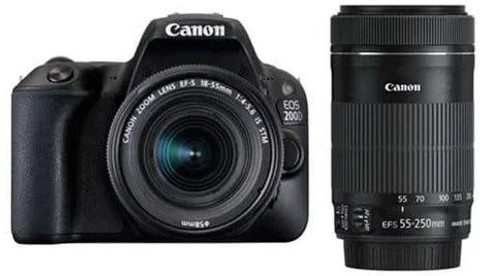 Canon EOS 200D DSLR Camera Body with Dual Lens: EF-S18-55 IS STM