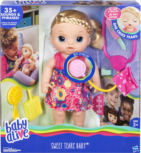 Baby Alive Sweet Tears Baby Blonde Baby Doll,Dress,Stethoscope