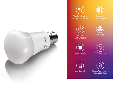 Buy Syska LED Smart Bulb with Google Home Mini with Google