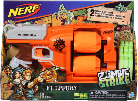 Nerf FlipFury Zombie Strike Toy Blaster,2 Flipping Drums Guns