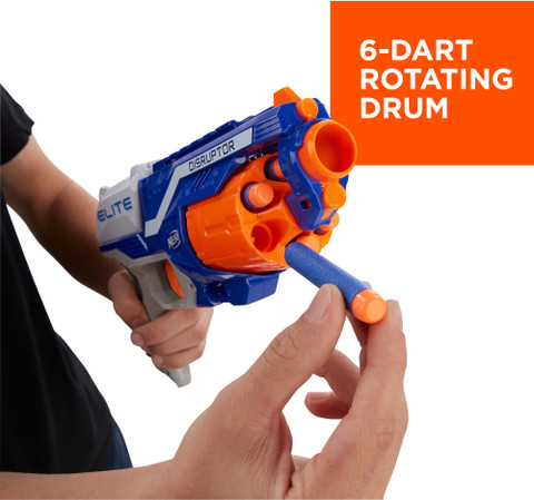 Nerf Elite Disruptor Blaster,Rotating Drum, Slam Fire, Darts; for  8+ Guns Darts