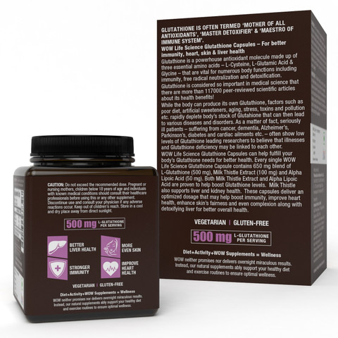wow glutathione Life Science - with Milk Thistle Extract - 500mg L- Glutathione - 30 Veg Capsules Price in India - Buy WOW Life Science Glutathione - with Milk Thistle Extract Wow Skin science Glutathione supplement