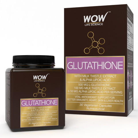 WOW Life Science Glutathione - with Milk Thistle Extract - 500mg L- Glutathione - 30 Veg Capsules Price in India - Buy WOW Life Science  Glutathione - with Milk Thistle Extract