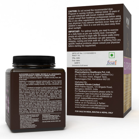 WOW Life Science Glutathione - with Milk Thistle Extract - 500mg L- Glutathione - 30 Veg Capsules Price in India - Buy WOW Life Science  Glutathione - with Milk Thistle Extract