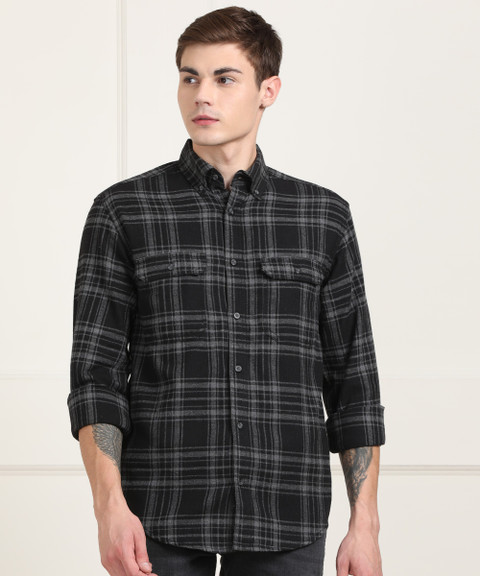 george men's dress shirts George Mens Shirt Long Sleeve Size Black Blue Small RN52469