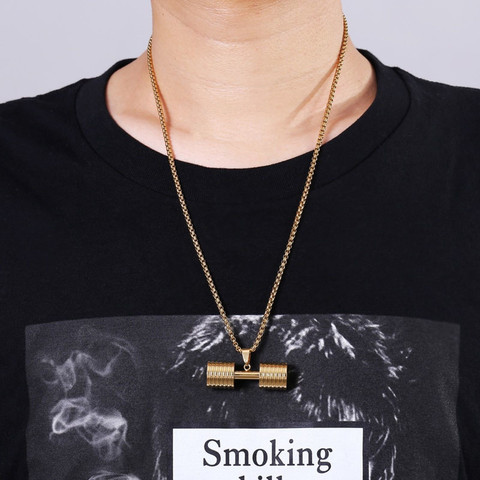 ZIVOM Dumbbell Barbell Gold-plated Stainless Steel Pendant Price