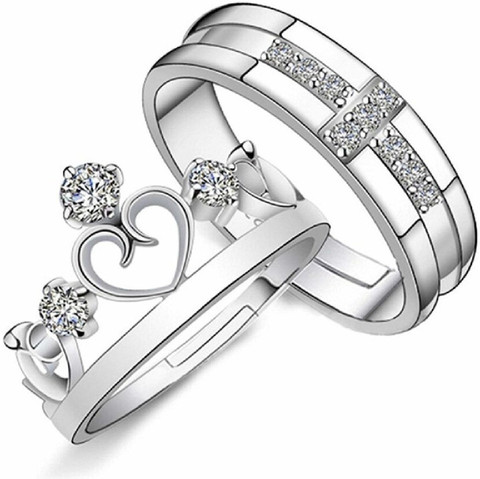 shanol king queen ring for lovers and wedding ring ,engagement ring and  daily usese ring also silver king queen ring for everyone Platinum Plated  King