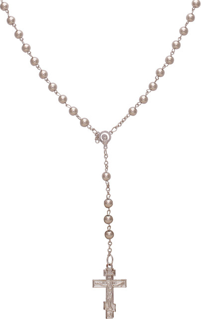 MissMister Steel Christian Jesus Rosary Bead Necklace Chain