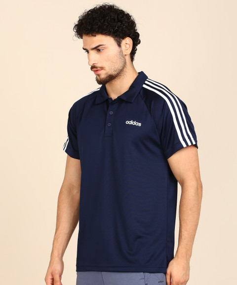 ADIDAS Sporty Men Polo Neck Blue T-Shirt
