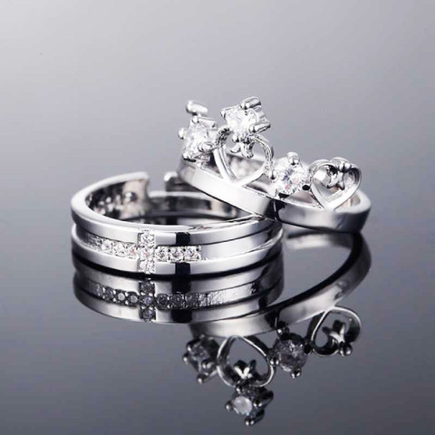 shanol B king queen ring for lovers and wedding ring ,engagement ring and  daily usese ring also silver king queen ring for everyone Platinum Plated 