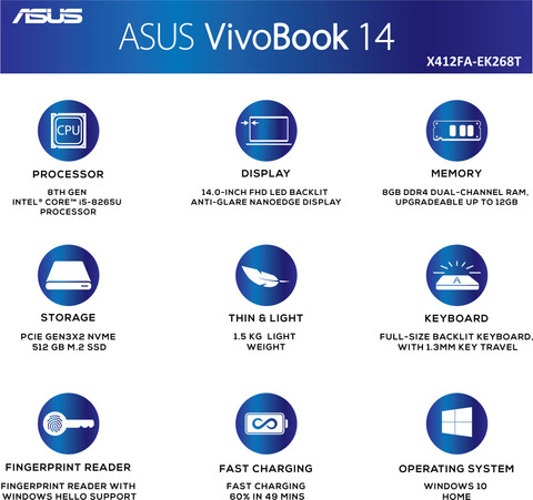 ASUS VivoBook 14 Intel Core i5 8th Gen 8265U (8 GB/512 GB SSD