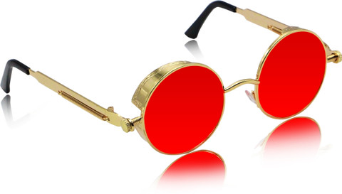 Buy Resist Round Sunglasses Golden, Red For Men Women Online