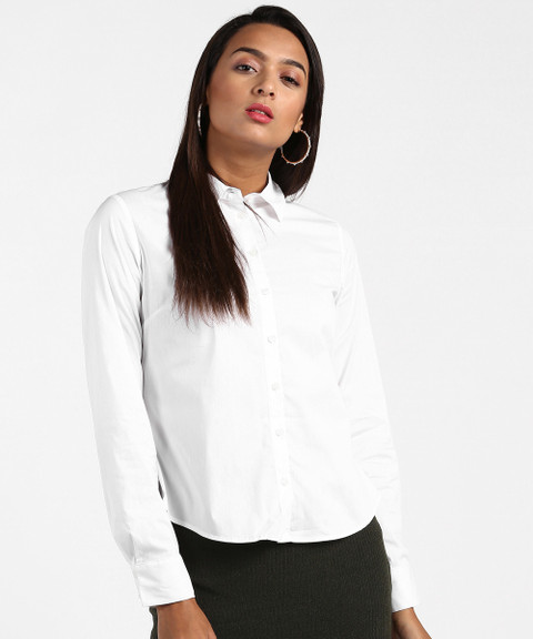 FOREVER 21 Women Solid Formal White Shirt Buy FOREVER 21 Women