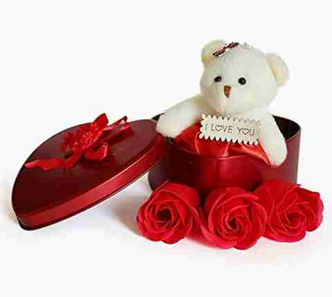 Glorious Trader Lovable Heart Shape Gift Box With A Teddy Bear - Main Image