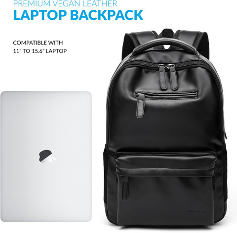 AirCase C34 Premium Vegan Leather 25 L Laptop Backpack Black