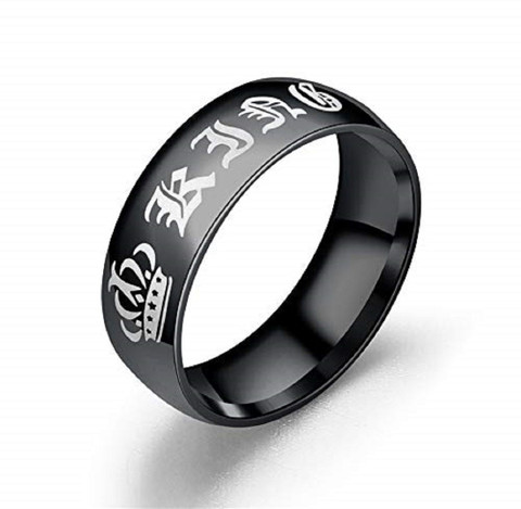 Via Mazzini Stainless Steel King and Queen Proposal Couple Rings (Ring0677)  FEMALE US Size 6, MALE US Size Stainless Steel Ring Set