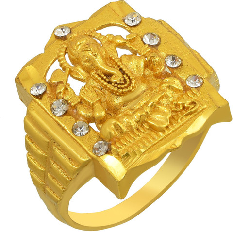 RN 24Kt Gold plated Brass CZ, Handmade rasrawa Ganesh Ganpati